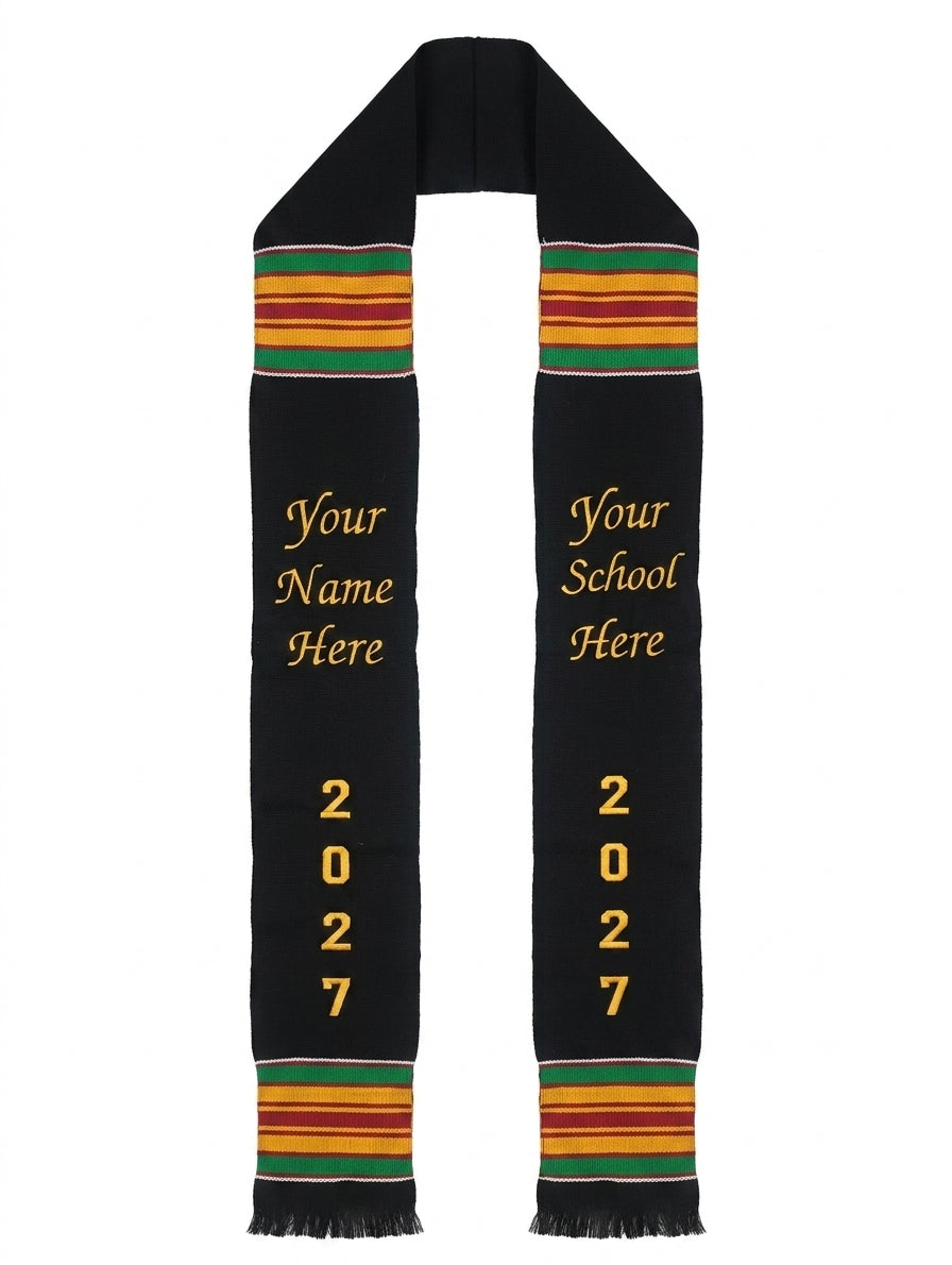 CUSTOMIZABLE 2027 BLACK MULTICOLOR STOLE - TWO SIDES