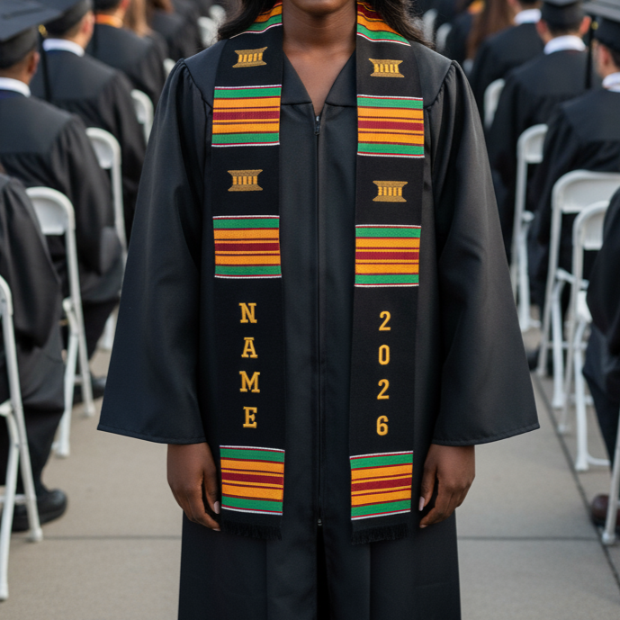 CUSTOMIZABLE 2026 BLACK MULTICOLOR STOLE