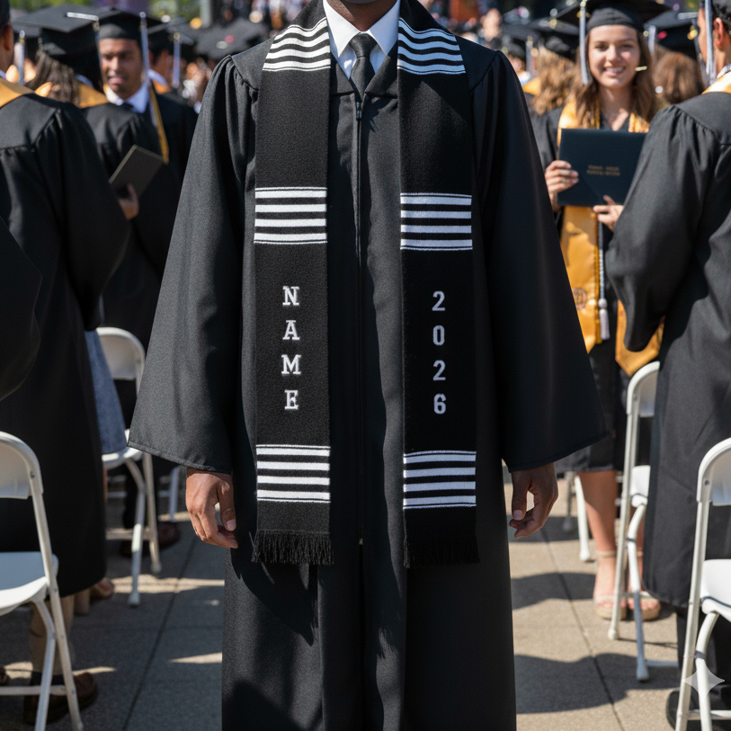 CUSTOMIZABLE BLACK & WHITE 2026 STOLE