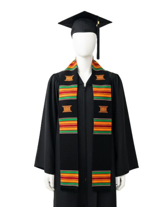 BLACK MULTICOLOR STOLE WITH STOOL SYMBOL AND BLANK SPACE