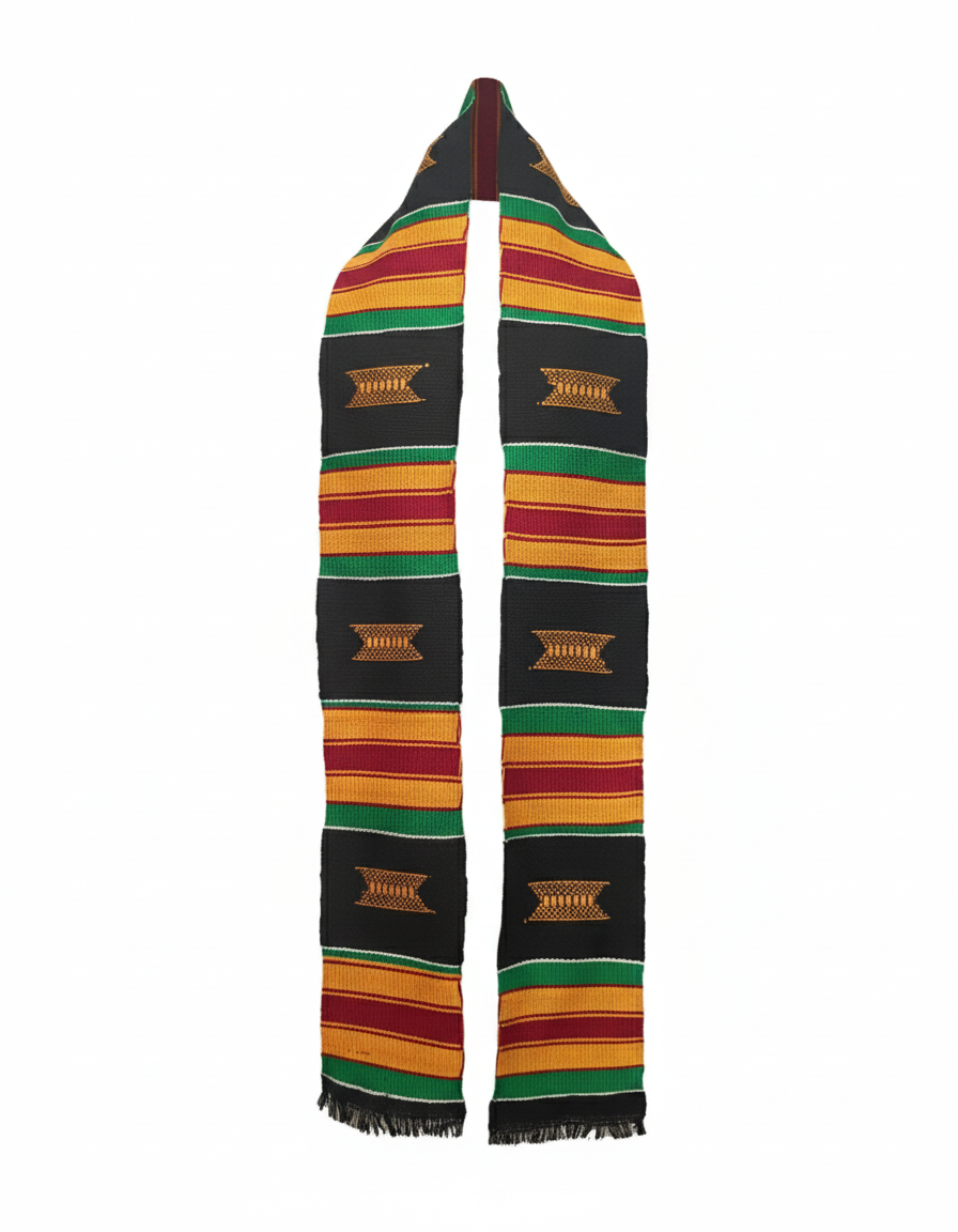 BLACK MULTICOLOR STOLE WITH STOOL SYMBOLS