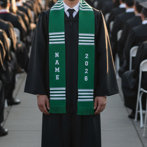 CUSTOMIZABLE GREEN & WHITE 2026 STOLE