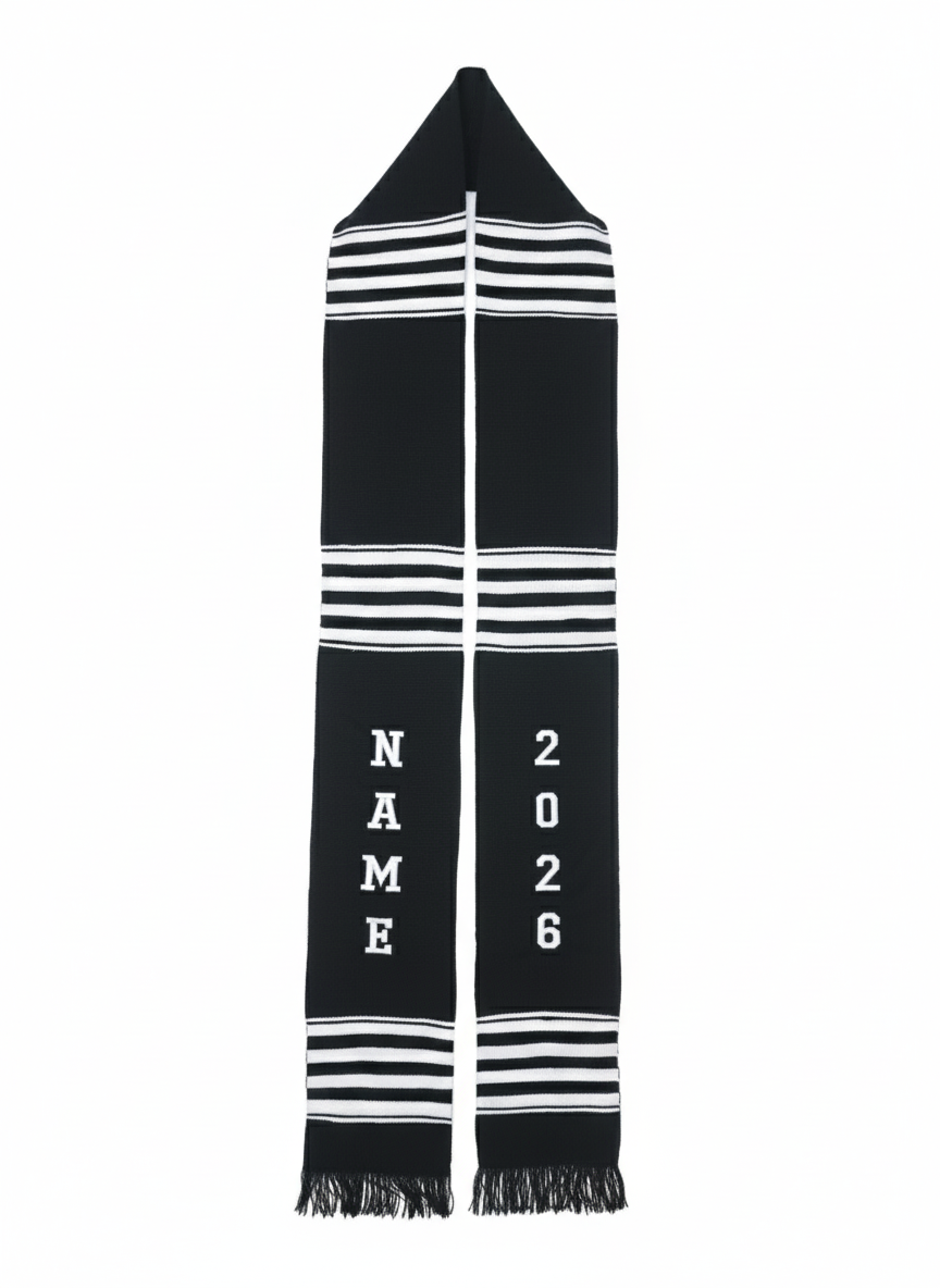 CUSTOMIZABLE BLACK & WHITE 2026 STOLE