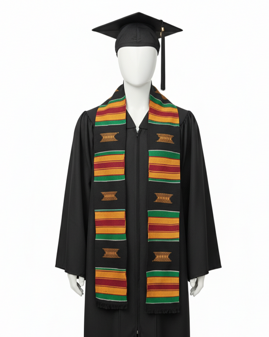 BLACK MULTICOLOR STOLE WITH STOOL SYMBOLS