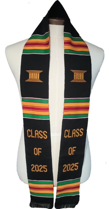 CLASS OF 2025 BLACK MULTICOLORED GRADUATION STOLE