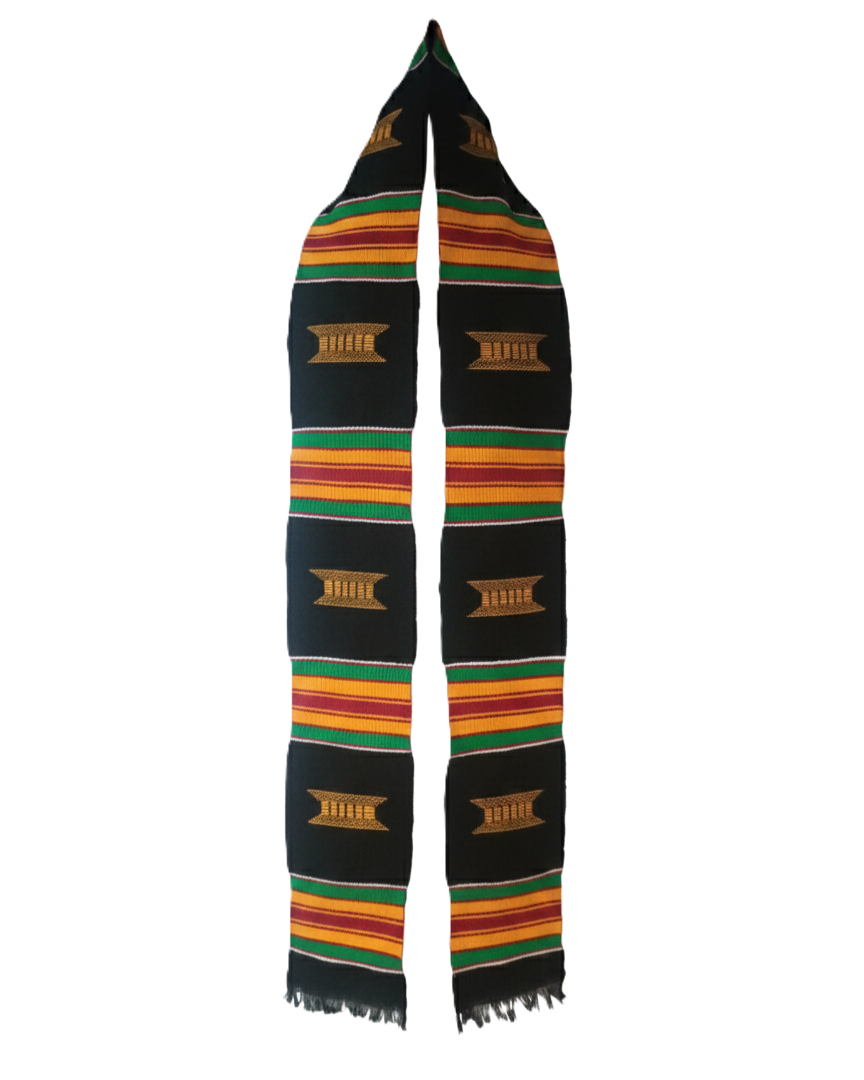 BLACK MULTICOLOR STOLE WITH STOOL SYMBOLS