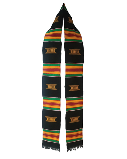 BLACK MULTICOLOR STOLE WITH STOOL SYMBOLS