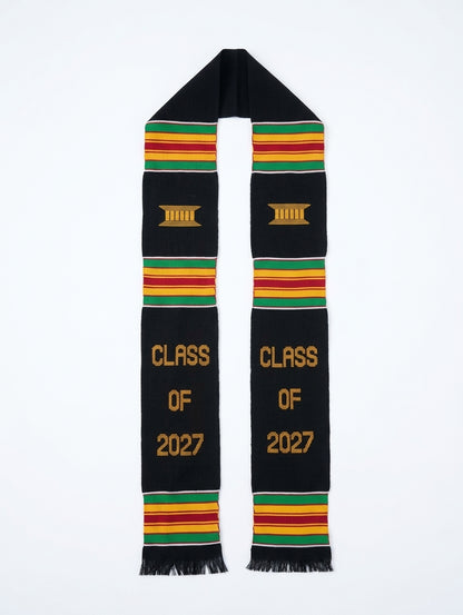 CLASS OF 2027 BLACK GRADUATION STOLE WITH MULTICOLOR ACCENTS