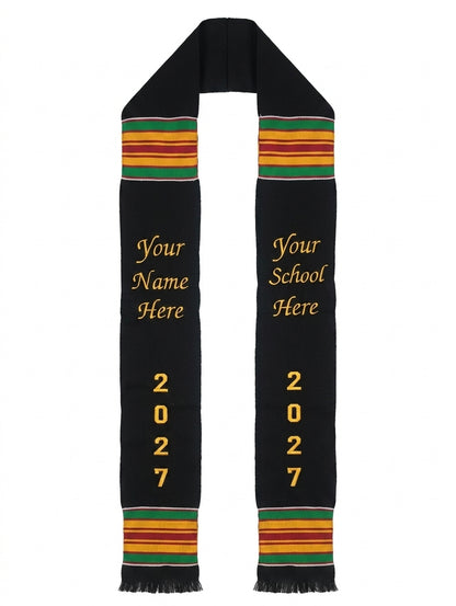 CUSTOMIZABLE 2027 BLACK MULTICOLOR STOLE - TWO SIDES