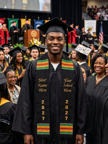 CUSTOMIZABLE 2027 BLACK MULTICOLOR STOLE - TWO SIDES