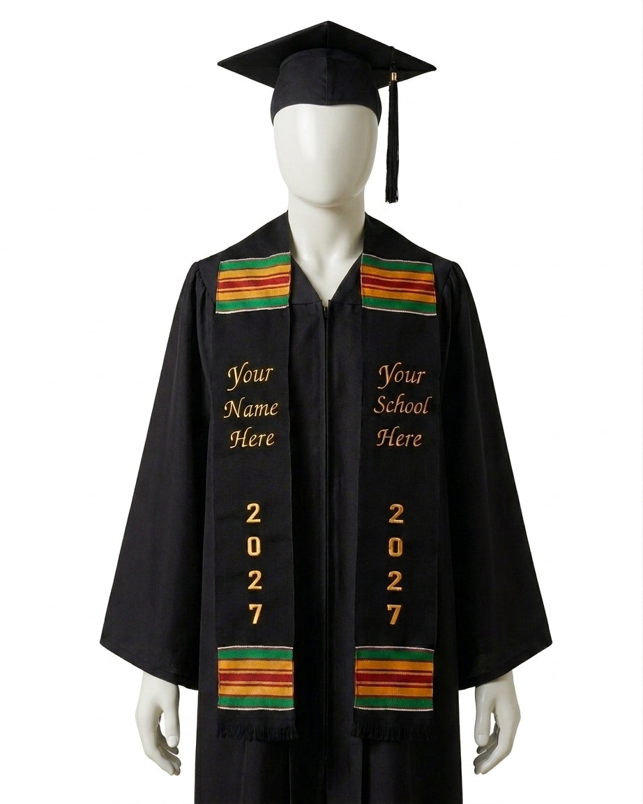 CUSTOMIZABLE 2027 BLACK MULTICOLOR STOLE - TWO SIDES