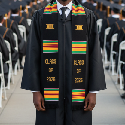 CLASS OF 2026 BLACK MULTICOLOR GRADUATION STOLE
