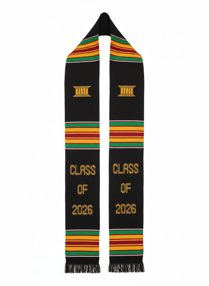 CLASS OF 2026 BLACK MULTICOLOR GRADUATION STOLE