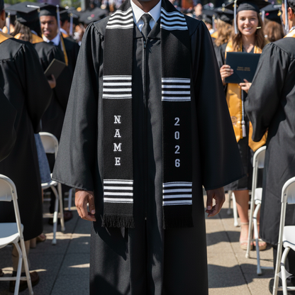 CUSTOMIZABLE BLACK & WHITE 2026 STOLE