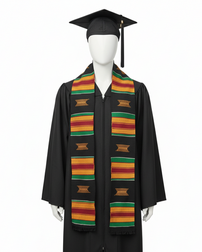 BLACK MULTICOLOR STOLE WITH STOOL SYMBOLS