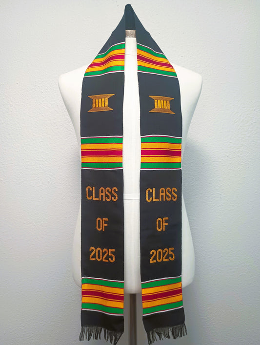 CLASS OF 2025 BLACK MULTICOLORED GRADUATION STOLE