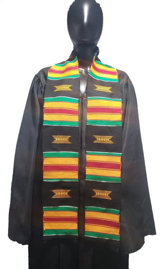 BLACK MULTICOLORED STOLE WITH STOOL SYMBOLS